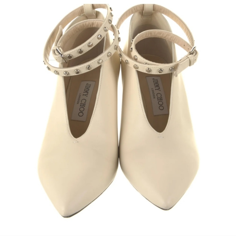 EUC JIMMY CHOO pump- like booties with studded double ankle wrap, with dust bag